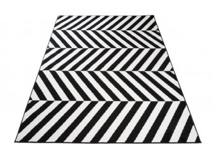 Moderní kusový koberec CHEAP T236B černý bílý