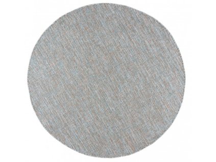 Kulatý koberec venkovní VERANDA 6365A Sisalový modrý hnědý