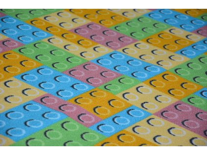 Kulatý dětský koberec LEGO barevný