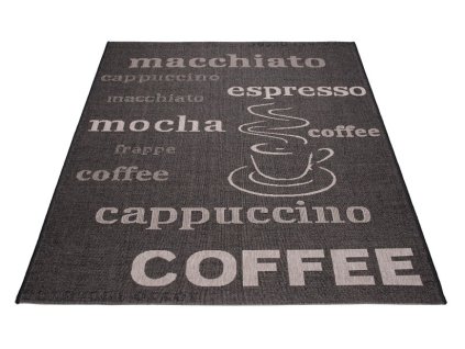 Kusový koberec Sisal Floorlux 20552 Popisy Coffe Black / Silver