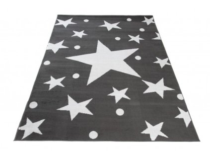 Moderní kusový koberec BALI C440A Hvězdy tmavě šedý / bílý
