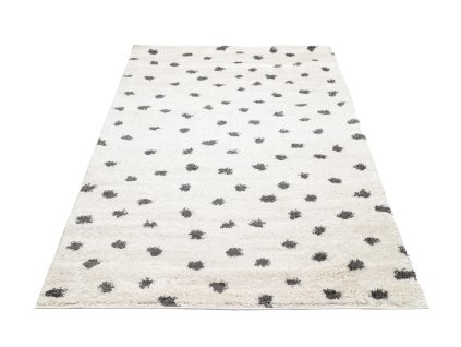 Kusový koberec Shaggy DELHI 4076A Puntíky Tečkovaný krémový šedý