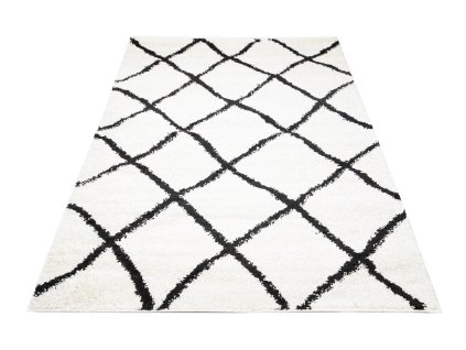 Kusový koberec Shaggy DELHI 6062A krémový černý