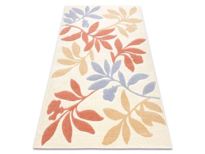 Kusový koberec FEEL 1595/17933 Listí Květy béžový hnědý fialový