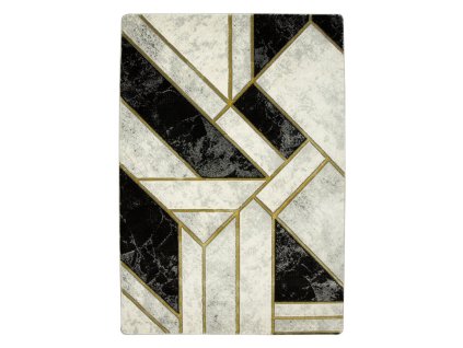 Moderní kusový koberec Diamond K4423G černý / bílý / žlutý