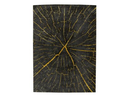 Moderní kusový koberec FESTIVAL 2642A Pařez stromu černý žlutý