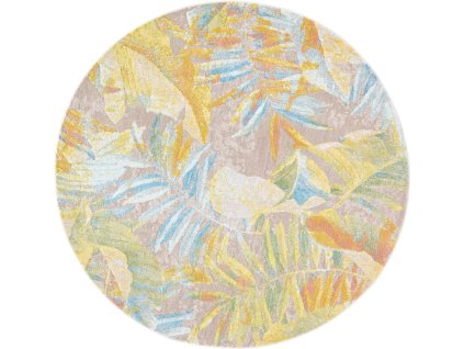 Kulatý koberec Osta Bloom 466160 Ak990 Rostliny Listy béžový žlutý