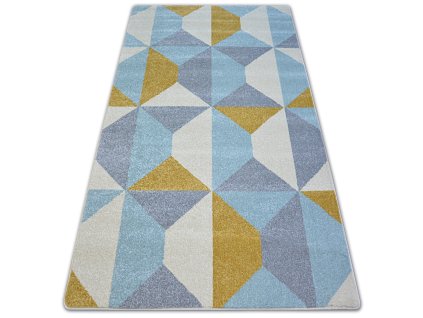 Kusový koberec NORDIC KOSTKY žlutý modrý krémový
