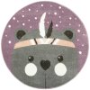 Kulatý dětský koberec Lima E179A Medvídek Indián fialový šedý