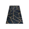 Kusový koberec vhodný k praní ANDRE 1222 Mramor geometrický protiskluzový černý zlatý