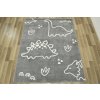 Dětský kusový koberec Lima C879A Dinosauři šedý krémový
