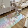 Dětský kusový koberec vhodný k praní BAMBINO 2661 Jednorožec protiskluzový růžový modrý12