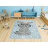 Dětský kusový koberec Lima 9377C Králíček Hvězdičky modrý šedý