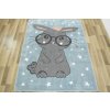 Dětský kusový koberec Lima 9377C Králíček Hvězdičky modrý šedý