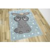 Dětský kusový koberec Lima 9377C Králíček Hvězdičky modrý šedý