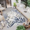 Moderní kusový koberec AVENTURA EC68C Listy palmy modrý šedý