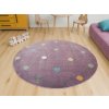 Kulatý dětský koberec Lima C275A Tečky Puntíky fialový1