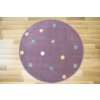 Kulatý dětský koberec Lima C275A Tečky Puntíky fialový1
