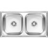 Dřez STANDARD dvoudřezový nerezový 43x78 cm se sifonem