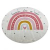 Kulatý dětský koberec vhodný k praní BAMBINO 47810 Duha bílý růžový vícebarevný (Rozměr průměr 80 cm)