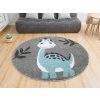 Kulatý dětský koberec Lima C880A Dinosaurus šedý modrý (Rozměr průměr 140 cm)