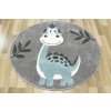 Kulatý dětský koberec Lima C880A Dinosaurus šedý modrý (Rozměr průměr 140 cm)