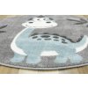 Kulatý dětský koberec Lima C880A Dinosaurus šedý modrý (Rozměr průměr 140 cm)