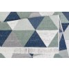 Kusový koberec bavlněný oboustranný AZTECA 2709 geometrický modrý zelený šedý s třásněmi (Rozměr 60x110 cm)