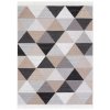 Kusový koberec bavlněný oboustranný AZTECA 2707 Trojúhelníky béžový černý krémový s třásněmi (Rozměr 60x110 cm)