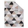 Kusový koberec bavlněný oboustranný AZTECA 2707 Trojúhelníky béžový černý krémový s třásněmi (Rozměr 60x110 cm)