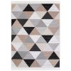 Kusový koberec bavlněný oboustranný AZTECA 2707 Trojúhelníky béžový černý krémový s třásněmi (Rozměr 60x110 cm)