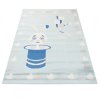 Dětský kusový koberec HAPPY E662A Zajíc v klobouku srdíčka modrý (Rozměr 80x150 cm)