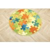 Kulatý dětský koberec Puzzle multicolor vícebarevný3