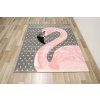 Dětský kusový koberec Lima 1206A Plameňák šedý růžový (Rozměr 120x170 cm)