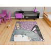Dětský kusový koberec Lima 1316C Králíček fialový šedý (Rozměr 100x150 cm)