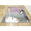 Dětský kusový koberec Lima 1316C Králíček fialový šedý (Rozměr 100x150 cm)