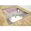 Dětský kusový koberec Lima 1316C Králíček fialový šedý (Rozměr 100x150 cm)