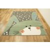 Dětský kusový koberec Lima 1316C Králíček šedý zelený (Rozměr 120x170 cm)