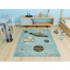 Dětský kusový koberec Lima F495A Planety Vesmír modrý šedý (Rozměr 120x170 cm)