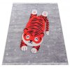 Dětský kusový koberec pratelný Horeca New 141 Tygřík šedý červený