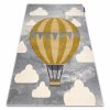 Dětský kusový koberec PETIT Létající balon mráčky šedý