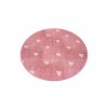 Dětský kulatý koberec HEARTS Srdíčka Růžový