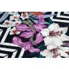 Kusový koberec vhodný k praní ANDRE 2300 Květiny moderní protiskluzový černý bílý vícebarevný3