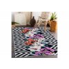 Kusový koberec vhodný k praní ANDRE 2300 Květiny moderní protiskluzový černý bílý vícebarevný2