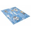 Dětský kusový koberec JOLLY DZ05C Kovboj Pejsek Žabička Medvídek Myška modrý