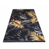 Moderní kusový koberec BLACK and GOLD 06 Listí protiskluzový černý zlatý