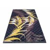 Moderní kusový koberec BLACK and GOLD 08 Listí protiskluzový modrý zlatý černý