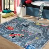 Dětský kusový koberec NEW BAMBINO 05 Pratelný Ulčky Závodní dráha Auta šedý