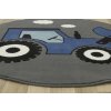 Kulatý dětský koberec Luna Kids 534457/94911 Traktor modrý šedý
