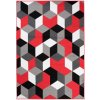 Kusový koberec moderní MAYA Q545A Kostky 3D červený šedý